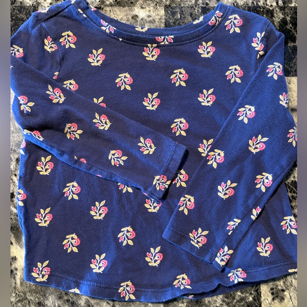 Old Navy Kids Floral Long Sleeve Shirt - Navy Blue